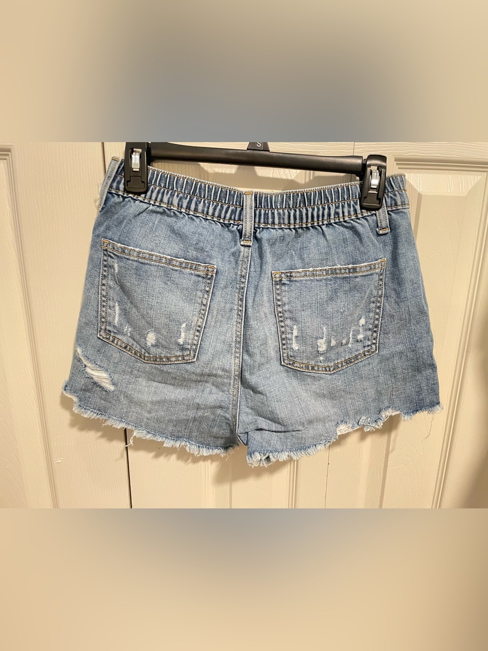 aerie Light Blue Distressed Denim Shorts - Picture 2 of 7